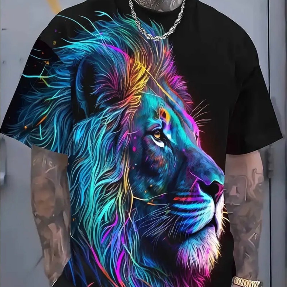 Men's Black Lion Graphic T-Shirt